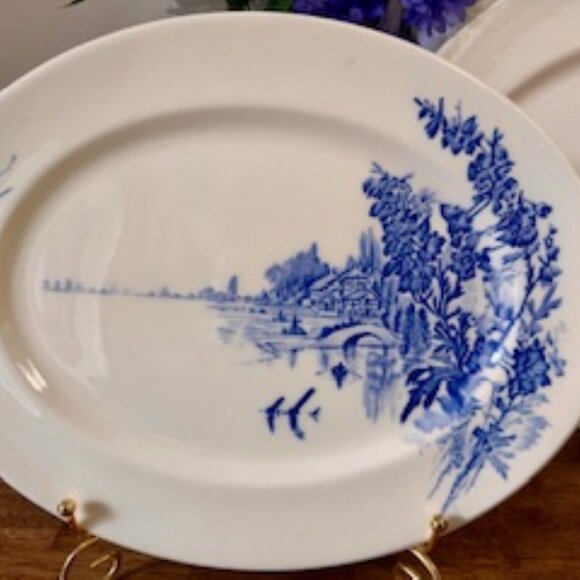 Myott England Meadow Sweet Blue Transferware Serving Platters Vintage J Walker - Picture 3 of 7